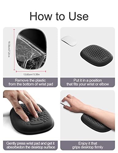Vaydeer Wrist Rest Pad - Ergonomischer Ellbogenschützer mit Gel-Armlehne für Schreibtisch, Armlehnenstütze aus Memory Foam Schaumstoff für Büro, Gaming, Computer, Laptop, Mac – Schwarz, 1 Paar