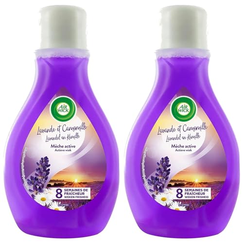 AIRWICK Lot de 2 Désodorisants Mèche Active Lavande et Camomille Flacon de 375 ml