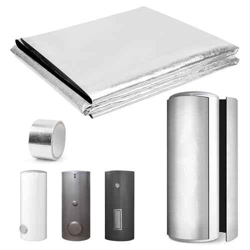 New Upgraded Water Heater Insulation Blanket 76.77"x46.5", AHIER Pre-Oxidized Fiber Water Heater Cover with 16FT Foil Tape, Soft Tight Fit, Easy to Cut & Install for 40-60 Gallon Tanks