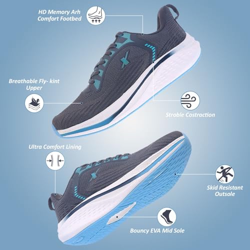 Image of SPARX Sports Running Shoes for Men - Lightweight Breathable Lace-Up Athletic Shoes with Cushioned Comfort, Shock Absorption, Durable Grip, Flexible Sole & Everyday Walking Performance