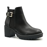 Fashion Thirsty Womens Flat Low Heel Chelsea Ankle Boot Elastic Gusset Pull On Riding Heel Boots