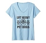 donna lift heavy pet dogs bodybuilding weightlifting dog lover gym maglietta con collo a v