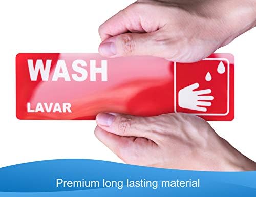 Wash, Rinse, Sanitize Handwash Sink Labels, Heavy Duty 3 Compartment Sink Waterproof Sticker Signs for Wash Station, Commercial Kitchens, Restaurant, ...