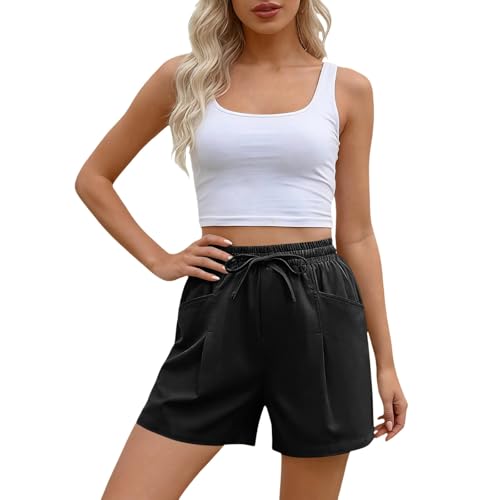 Short de course taille haute couleur unie avec poches latérales pratiques