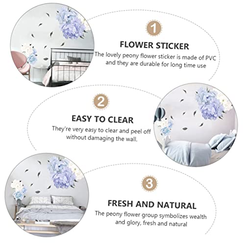 Operitacx 1 folha de peônias infantis decorativas flores decalque buquê decalques decoração padrão p