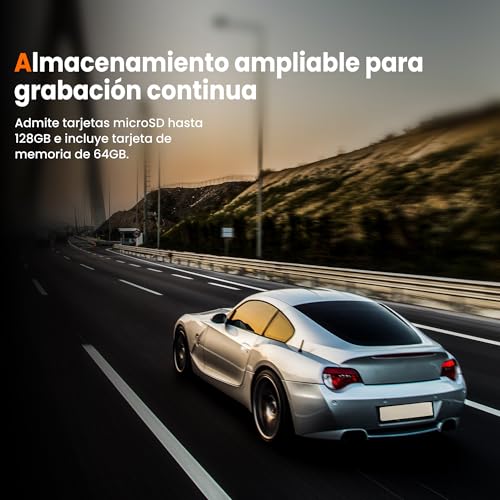 Faas Dashcam Coche Delantero & Trasero – Dashcam Dual 4K – 64GB Micro-SD – G-Sensor, Time-Lapse & Visión Nocturna – Modo Aparcamiento & Grabación en Bucle – Negro - imagen 7