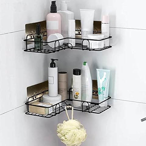 Shower Shelf, Bathroom Corner Shower Organizer Storage Rack No Drilling ,Shower Caddy with Adhesive Sticker for Bathroom and Kitchen Cover