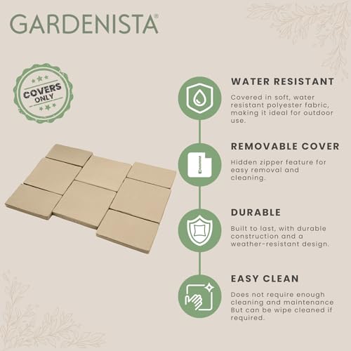 Gardenista Garden Furniture Seat Cover Only 8 Pieces | Outdoor Water Resistant Replacement Seat Cushion Covers | Perfect for Patio, & Rattan Chair Cushions | Durable and Easy to Clean (Stone) Gardenista Garden Furniture Seat Cover Only 8 Pieces | Outdoor Water Resistant Replacement Seat Cushion Covers | Perfect for Patio, & Rattan Chair Cushions | Durable and Easy to Clean (Stone)