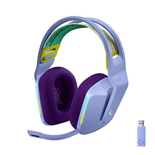 Headset Gamer Sem Fio Logitech G733 7.1 Dolby Surround com Tecnologia Blue VO!CE, RGB LIGHTSYNC, Drivers de Áudio Avançados e Bateria Recarregável para PC e PlayStation - Lilás