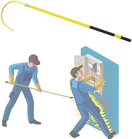 3.3ft to 9.8ft Insulated Electrical Rescue Hook, High Voltage Safety Pole, Anti Electric Shock Rescue Stick, Durable Insulated Rescue Tool (Yellow, 4.9ft)