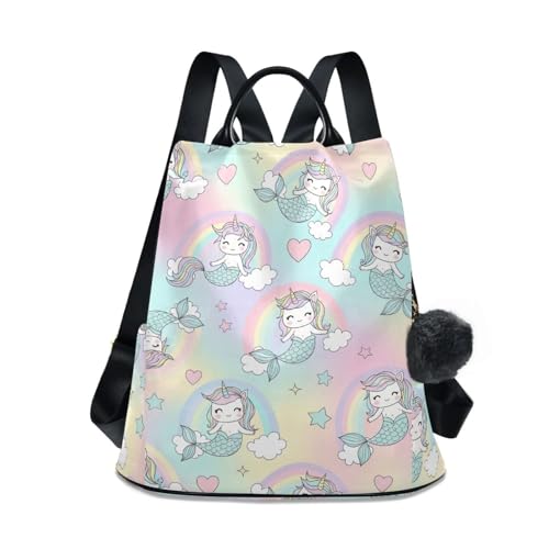 Sac à dos antivol dos imprimé licorne sirène contre les pickpockets