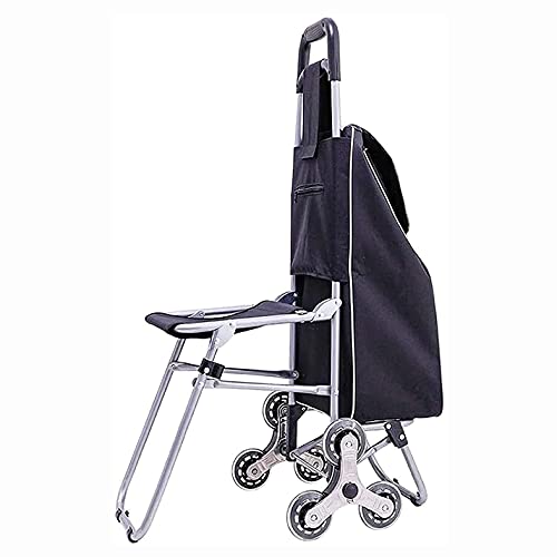 COUYY Trolley faltsam einkaufen Trolley, schwarz 40l hohe kapazität Shopping Trolley Tasche alte Mann supermarkt leichte…