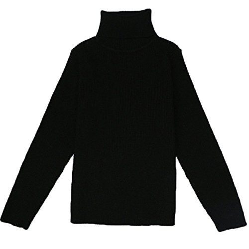 Little Baby Turtleneck Long Sleeve Sweater Basic Solid Fine Knit Warm Sweatshirt Pullover Base Tops (2-3 Years, Black)