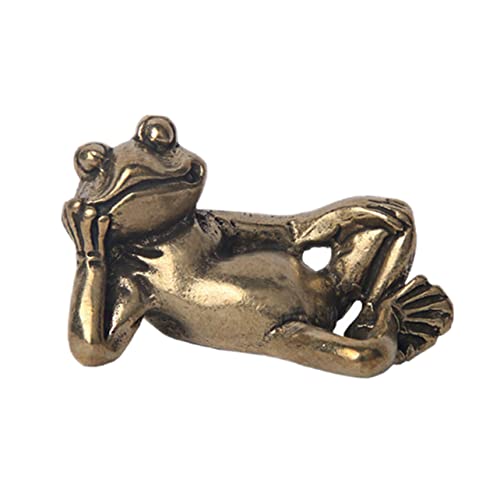 SUPVOX Adornos De Rana Estatuilla De Ranas Antiguas Estatua Delicadas Ranas De Bronce Decoración Vintage Riqueza China Decoración De Jardín Zen Mini Figuras Mesa Antiguo Latón Dinero