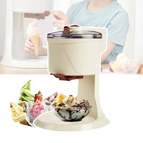 Gelatiera elettrica, macchina per gelato soft, con coperchio trasparente, capacità del serbatoio interno di 1000 ml, funzionamento semplice e salutare con un solo pulsante.,A