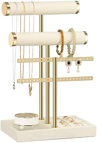 3 Tier Bracelet Holder Display - Detachable T Bar Beige Velvet Br...