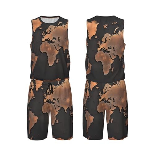 Short de sport et gilet de basket Rust World Map vêtement athlétique respirant homme