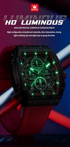 Image of OLEVS Men Watches Business Dress Chronograph Big Square Quartz Analog Male Watch Silicone Strap Waterproof Date Gift Mens Wrsit Watch Silver