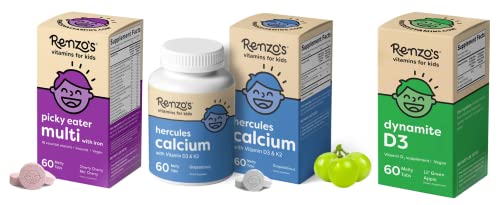 Renzo's Vitamins Stronger Now Bundle - Picky Eater Kids Multivitamin, Hercules Calcium, And Vitamin D3 For Kids #TOP11