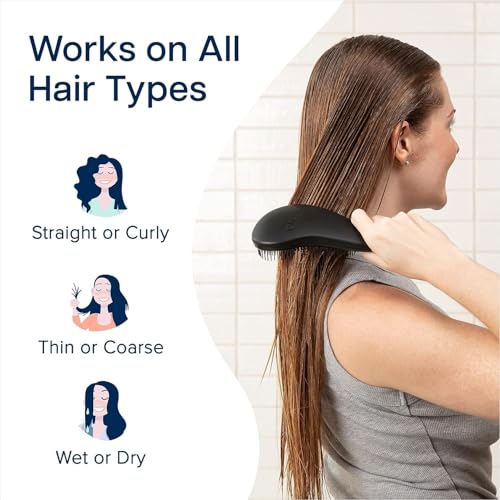 Crave Naturals Biggie Glide Thru Hair Brush - Detangler Brush for Curly, Straight, Wet or Dry Hair - Gentle Detangling Brushes for Adults, Kids, Toddlers - Hair Accessories for Women, 8.4x3.4 - Black