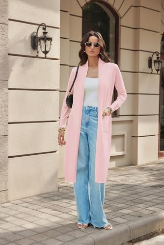 Image of GRACE KARIN Essential Solid Open Front Maxi Long Knitted Cardigan Sweater for Women