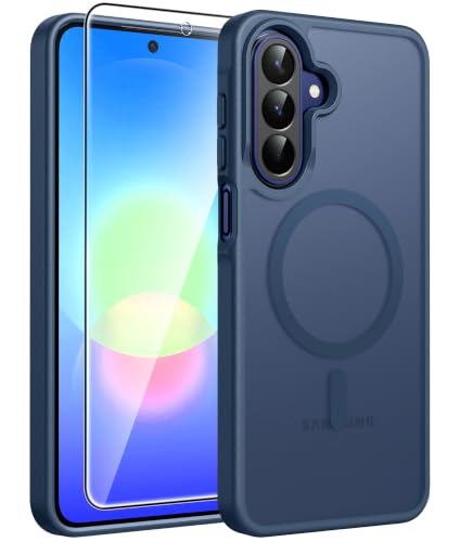 Image of FNTCASE for Galaxy A27 5G Phone Case: for Samsung A27 Cases [Fit for Magsafe] [Screen Protector] Military Grade Drop Protection, Translucent Matte Back, Slim Shockproof Protective Cover - Blue