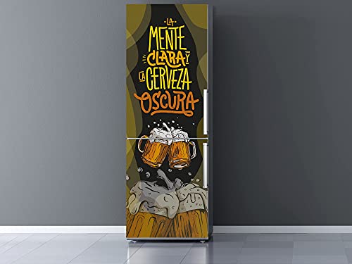 Oedim Vinilo Frigorífico Mente Clara Cerveza Oscura, vinilo decorativo para neveras, decoración para cocinas, pegatina nevera