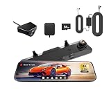Dash Cam retrovisore 4K + 2.5K Schermo IPS da 12 pollici WDR 170 FOV Cam posteriore Gps Specchio Registratore for auto Stream Media DVR for auto(With hardwired kit 2)