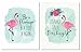 Gango Home Décor Tropical Inspirational Watercolor Flamingo Stand Tall Darling and Be A Flamingo in A Flock of Pigeons Set; Two 11x14in Unframed Paper Poster Prints