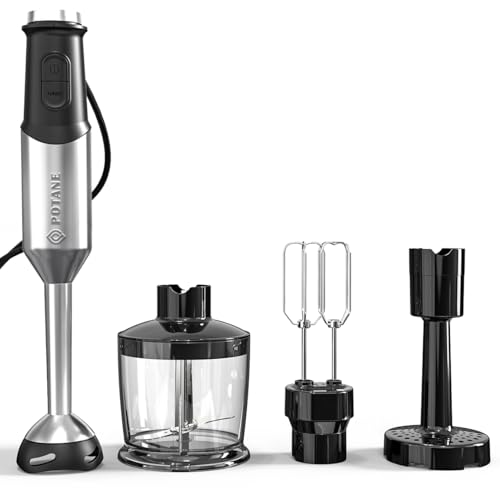 Immersion Blender, Heavy Duty Copper Motor, Stainless Steel Smart Stick with Egg Beaters, Potato Masher, Chopper/Food Processor image 2