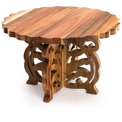 12" Wood Cake Stand, Acacia Wooden Rustic Cupcake Holder, Wedding Table Centerpiece Dessert Display Stand, Birthday Cake Pedestal for Tea Party Baby Shower - Image 7