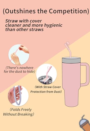Image of Doboli Replacement 13 inch Long Silicone Straw With Straw Cover,Compatible with Stanley Owala 40 oz 30 oz Cup Tumbler, 6 Pack Reusable Bent Straw with Cleaning Brush,for Stanley Tumbler Accessorie