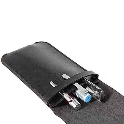 Vintage Leather Pencil Pouch - Pencil Sleeve Soft Black Leather Pen Holder Case Pocket Protector, Pen Case #TOP1