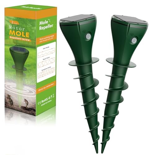 Yeerain Maulwurf Vertreiber 2 Stück, Maulwurfschreck Wühlmausschreck Maulwurfschreck Solar für Vertreibung von Maulwürfen, Erdhörnchen, Wühlmäusen aus Gärten