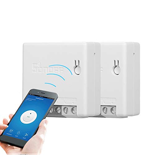 Docooler Mini R2 Smart Switch Interruptor de Control Remoto DIY para Electrodomésticos Funciona con Alexa Google Home (2 PCS)