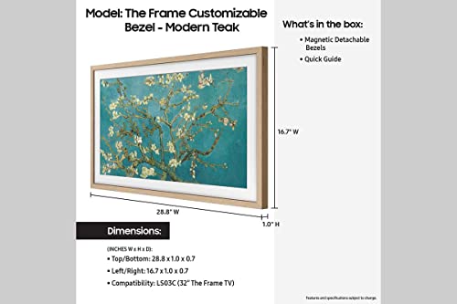 Image of Samsung 32 inch The Frame TV Customizable Bezel, Magnetic, Quick and Easy Installation, 2023, VG-SCFC32TKBZA, Modern Teak