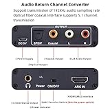FiTspi HDMI ARC Audio Extractor, Digital DAC to RCA, Coax SPDIF 3.5mm L/R Stereo Audio Converter for HDTV Amplifier Soundbar Speaker, 192KHz High-Fidelity audio Splitter Adapter - Image 6