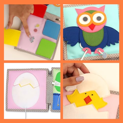 Jolly Designs Mini Quiet Book Peek-a-Boo, Montessori Toy from 6 Months, Promote Motor Skills & Sensory Perception - Image 2