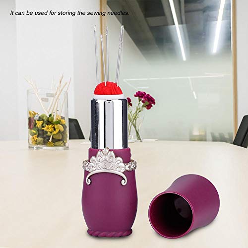 Pin Cushion, Rota Table Lipstick Shaped Needle Perfect Storage Pin Cushion Holder Tools For Hand Needlework(Purple) Pincushions #TOP2