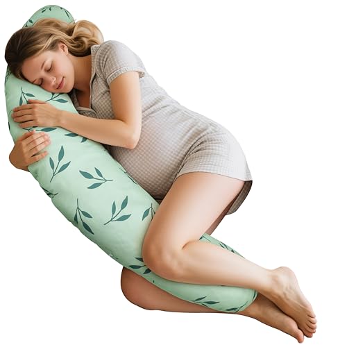 MaiaNatur – Cojin de Lactancia XXL 180 cm | Almohada Embarazada Suave y Adaptable | Comodidad Extra para Amamantar y Descansar en la Maternidad
