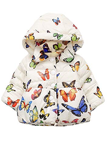 DHASIUE Baby Girls Butterfly Print Hoodies Jacket Toddler Kids Long Sleeve Winter Outerwear Warm Coat 0.5 1 2 3 4 T