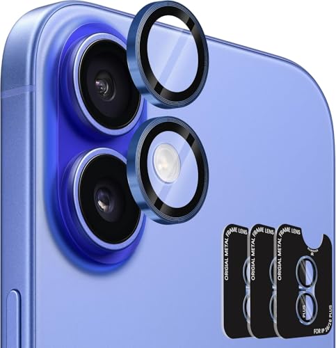 Image of Xmon Back Camera Lens Protector for Realme 15-3D Premium Camera Glass Protector Guard, Anti-Scratch, Ultra-Clear, Easy Installation - (iPhone 16 /16 Plus Blue)