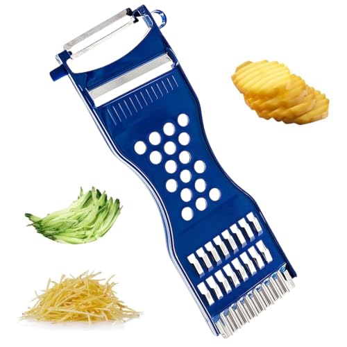 Pelador de patatas UIEXAY, pelador, rallador de verduras multifunción 6 en 1, cuchillas de acero inoxidable, mango ergonómico de plástico duradero, color verde