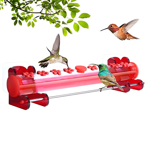 Hugeneroy Hummingbird Feeder Acrylic Horizontal Window Bird Feeder Along With Strong Sticker And Stainless Steel Perch Convenient For Standing Easy To Fill And Clean (1 Tube) #TOP2