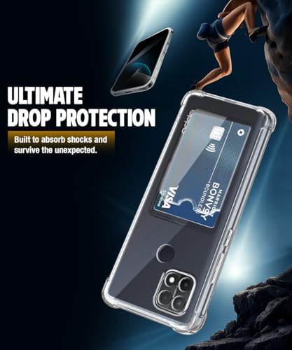 Image of WOW IMAGINE Transparent Back Cover Case for Oppo A15 | Oppo A15s | Flexible Built-in Slim Card Pockets Wallet | 360 Camera Protection TPU | Soft Silicone Mobile Cover - Transparent