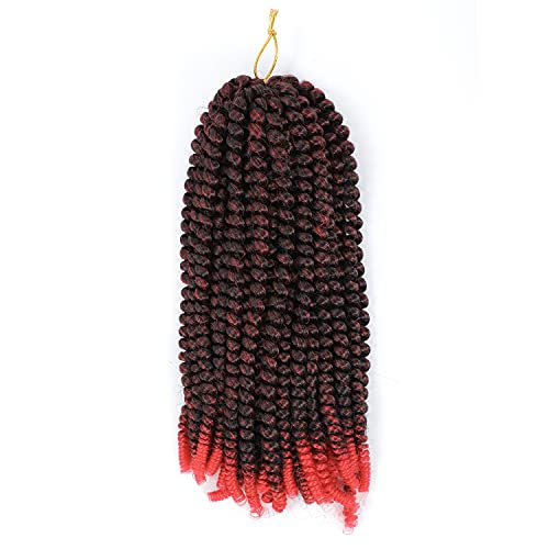 Yisimei Red Spring Twist Hair 12 Inches 3 Packs Spring Twist Hair Red 60 Strands High Temperature Fiber Hair Extensions (12“ 3PCS/Lot, T/RED)