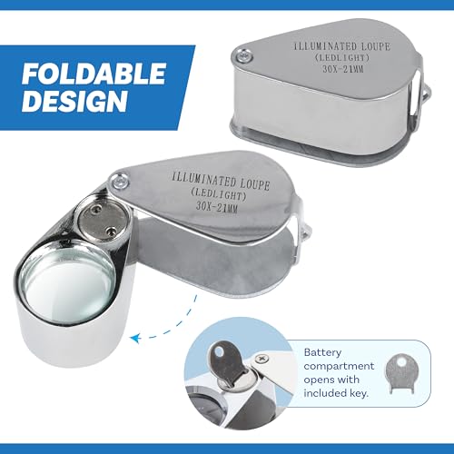 Loupe de bijoutier LED 30x à double éclairage pour examen de précision