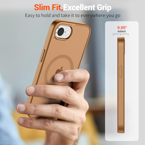 Image of SUPFINE Magnetic for iPhone 17e Case /iPhone 16e Case (Compatible with MagSafe)(Military Grade Drop Protection) Slim Translucent Matte Shockproof with Anti-Fingerprint Phone Case,Brown