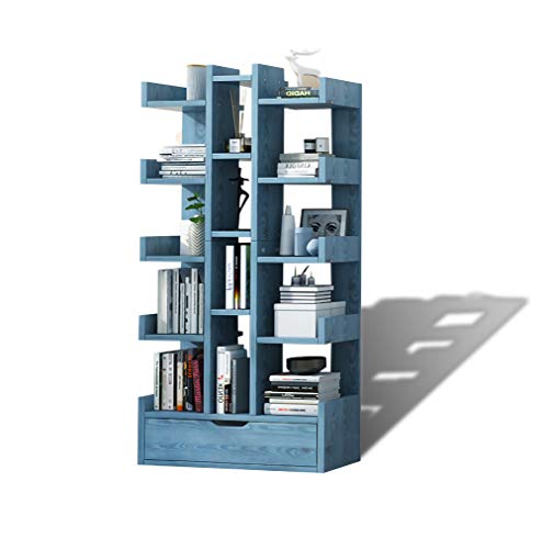 Bookshelf,Bookcase ,Bookshelves,Book Rack,Storage Rack,Books Holder, Organizer for Books,Wood Bookshelves (blue2)