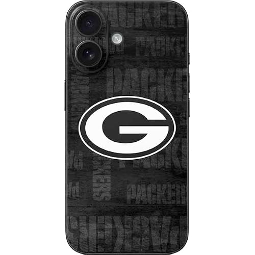 Skinit Decal Phone Skin Compatible with iPhone 17 - Officially Licensed NFL Green Bay Packers Black & White Design
